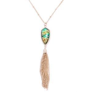 Green Abalone Tassel Necklace